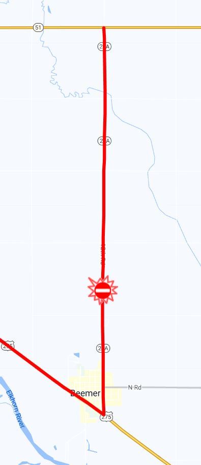Nebraska511's tweet photo. #CumingCounty #Beemer #Wisner
Hwy-20A Link is closed from Beemer to Hwy-51 due to a wild fire.
Use Alternate Route https://t.co/NVBWrnwmLE