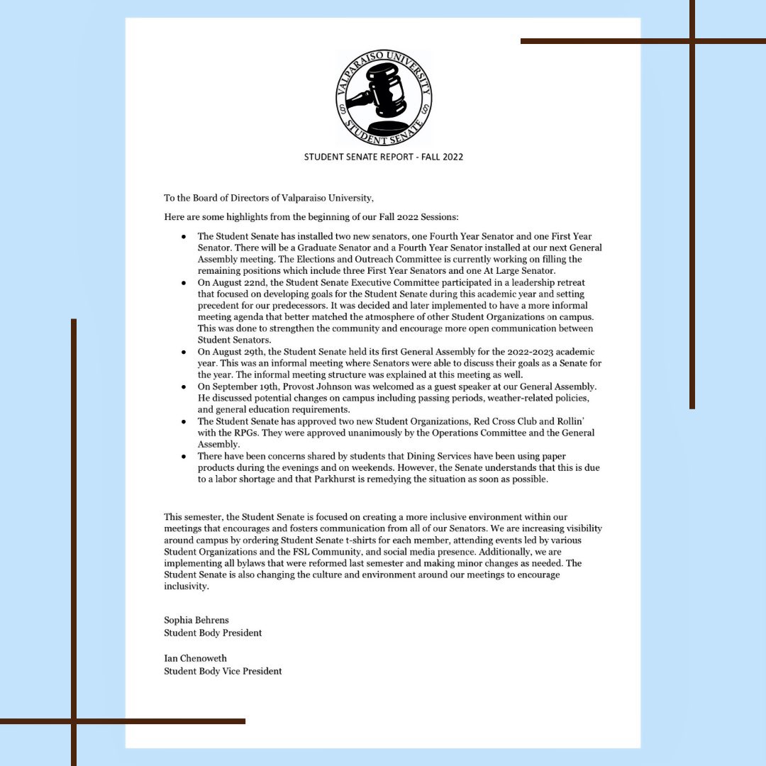 Valpo Student Senate tweet media