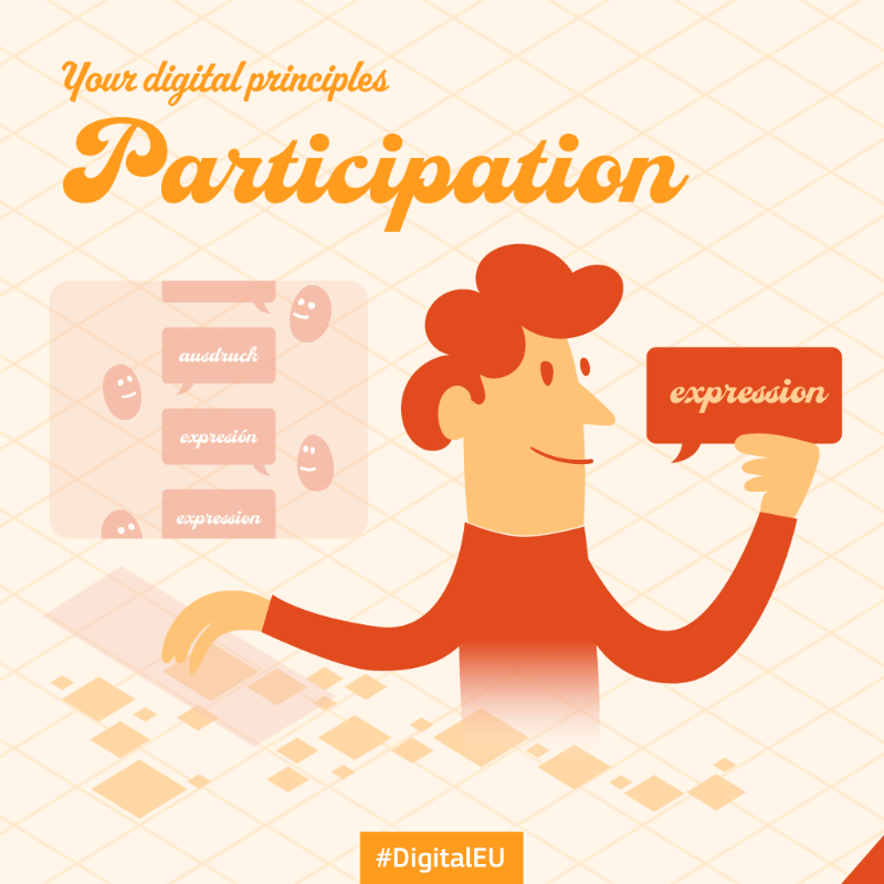 DigitalEU's tweet photo. 👐 Everyone should have access to a trustworthy, diverse &amp; multilingual online environment.

Find out more about the #DigitalPrinciples shaping Europe's #DigitalDecade