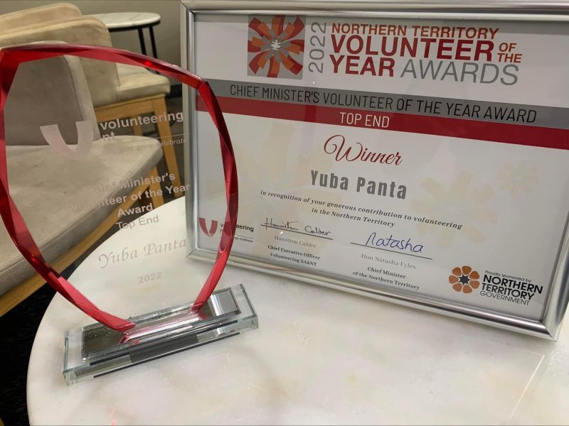 Congratulations to <a href="/uvpanta/">Yuvraj Panta 🇳🇵🇦🇺🌏</a> for receiving the @vsa_nt Chief Minister's Volunteer of the Year Award 👏 We are super proud!