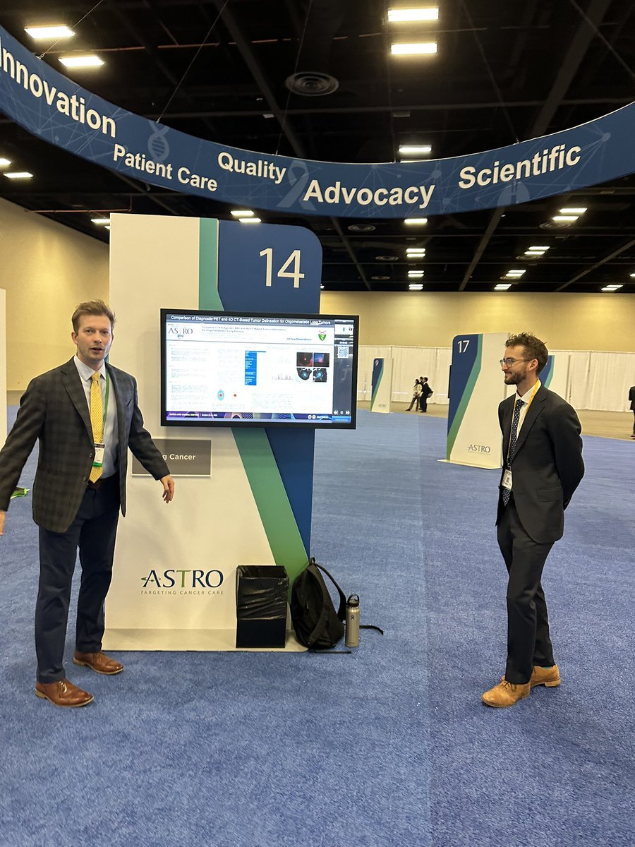 @dg_wallington presenting on the hot topic “Comparison of Diagnostic PET and 4D CT-Based Tumor Delineation for Oligometastatic Lung Tumors”

Always great to see #MATCH2020 friends presenting their work from over the years. @ASTRO_org #ASTRO22 @YaleRadOnc