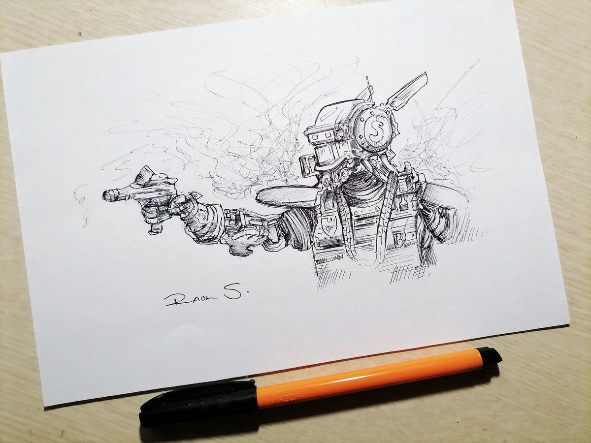 Este es el dibujo del día 22 del #inktober2022 con el tema #heist no pude subirlo ayer, pero es mejor tarde que nunca 😉👌✍️  Sabes el nombre del robot? Coméntalo 👍🤖
#inktoberday22 #inktoberheist #inkroberchallenge #chappie #neilblomkamp #sciencefiction #robots #chappiemovie