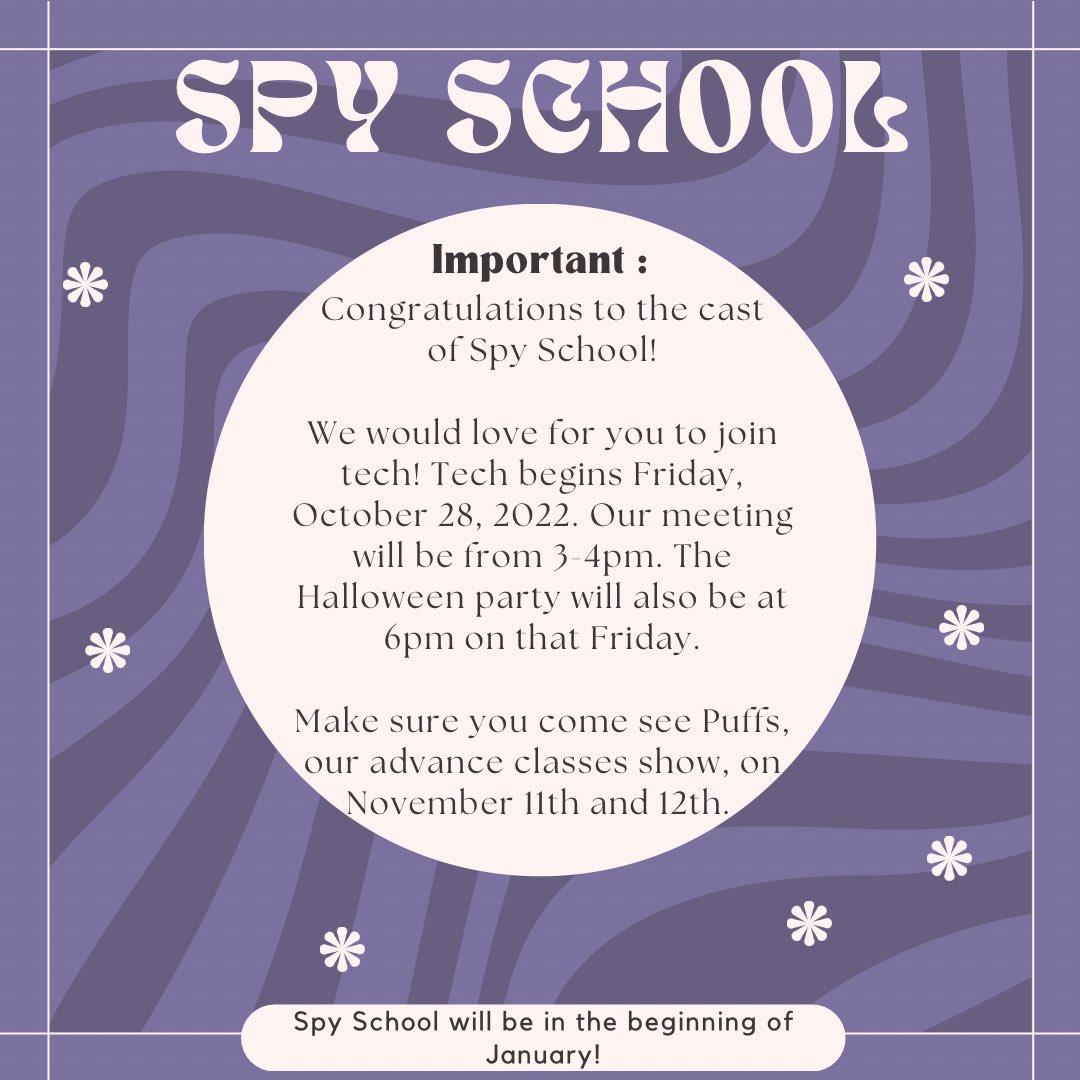 trtheatre's tweet photo. Spy School Info!! https://t.co/BNKlP1Bukn