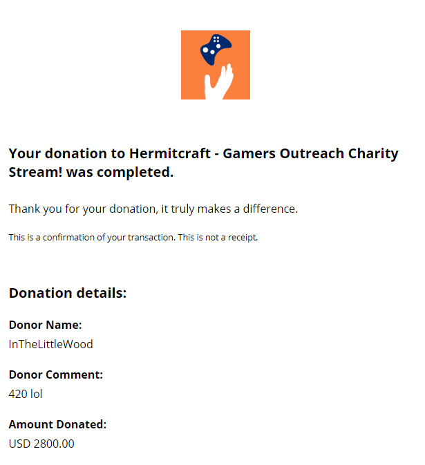 InTheLittleWood's tweet photo. The raised amount was so close to 420 that I had to give it that little push lol

#hermitcharity

If you still want to donate:
https://t.co/R6NqMbWKXe https://t.co/OU9VYptihe