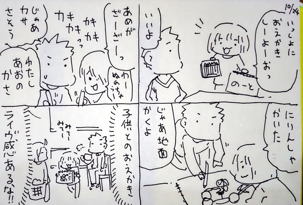 #本日のむすめさん
なかなか新鮮なこどもおえかきでした。 
