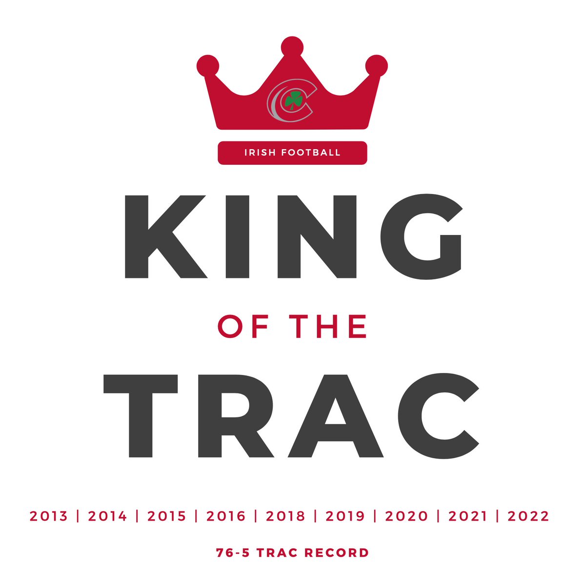 ToledoCCHS_FB's tweet photo. King of the TRAC 👑 

9 of the 12, including the final 5 league titles belong to Central Catholic ☘️

#BuiltDifferent #GoIrish https://t.co/kinNSDQYGV