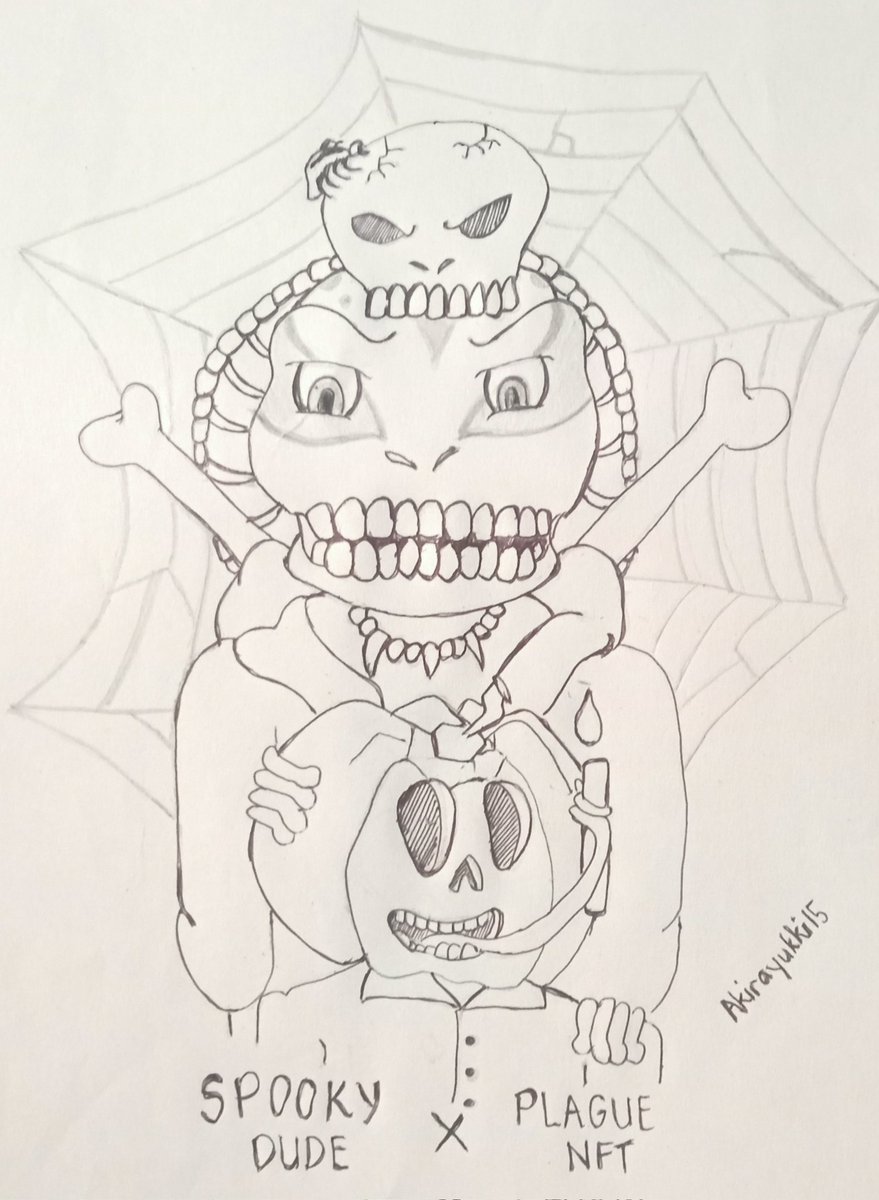 Just draw it this morning.. Hope you all like it.. Low budget fan-art.. Only use paper, pen and pencil..

My entry for SPOOKY DUDE X PLAGUE NFT fan art contest..

<a href="/SpookyDudeNFT/">Spooky Dude</a>
<a href="/ThePlagueNFT/">The Plague Of Frogs 🐸</a> 

#SPKY #SpookySzn