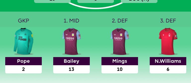ChrisatPinpoint's tweet photo. @FPLMate I’m a Villa fan and did this 🤦‍♂️ https://t.co/KQrLR27x2z