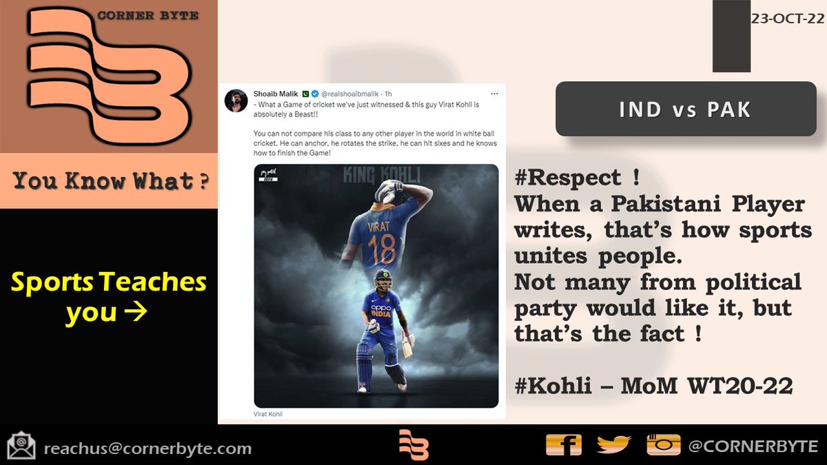 #Respect @realshoaibmalik #sportsunites @t20worldcup #indvspak @imVkohli  #MOM