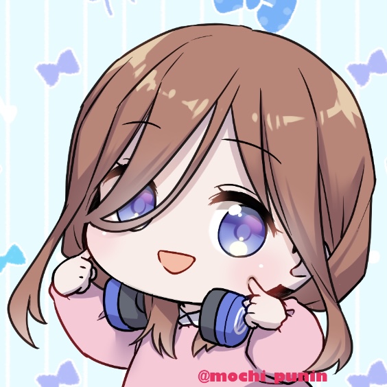 nakano miku 1girl headphones around neck brown hair solo headphones twitter username chibi  illustration images