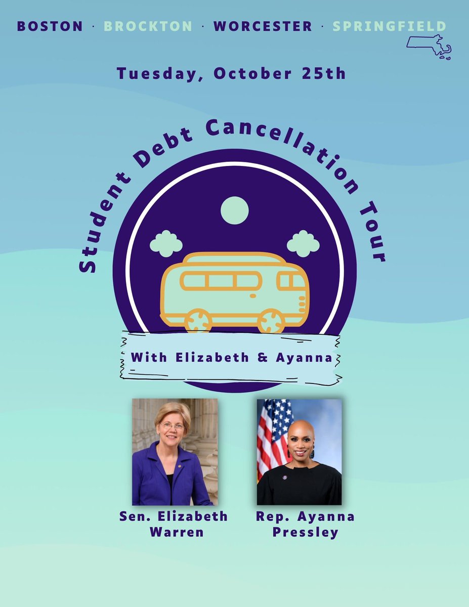 Americans should continue signing up for student debt relief. @RepPressley and I are hitting the road across Massachusetts — Boston, Brockton, Worcester, Springfield — on TUESDAY to encourage people to apply. Join us! eventbrite.com/cc/student-deb…