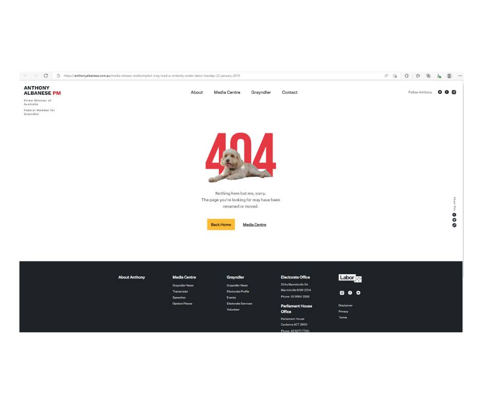 3 yrs ago the PM said that the Rocky Ring Road was a "certainty under Labor". 

Today he scrapped funding for it. 

Now Anthony is covering his tracks on another broken promise. The media release is not on his website. 

There is a picture of his dog though. 

Labor has dudded us