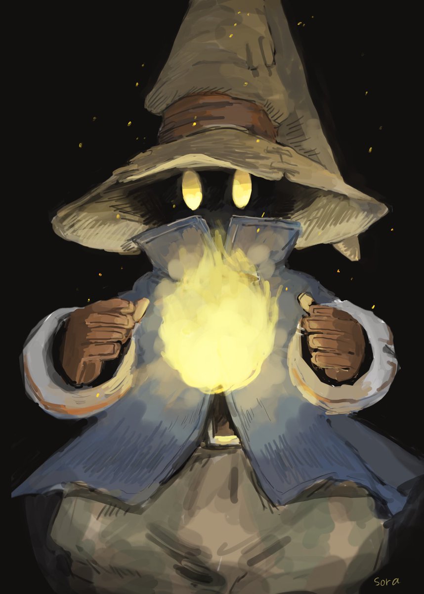hat solo yellow eyes witch hat glowing black background 1boy  illustration images