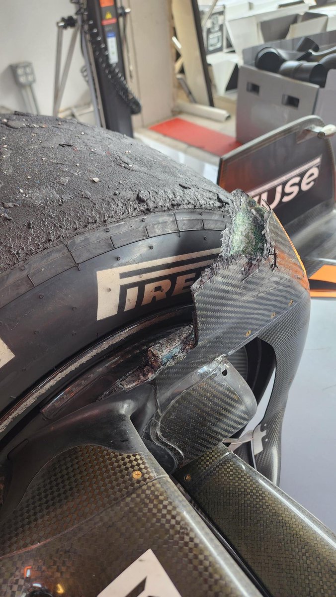 McLaren, Lando Norris'in yarışın son 33 turunu aracındaki bu hasar ile tamamladığı bilgisini paylaştı