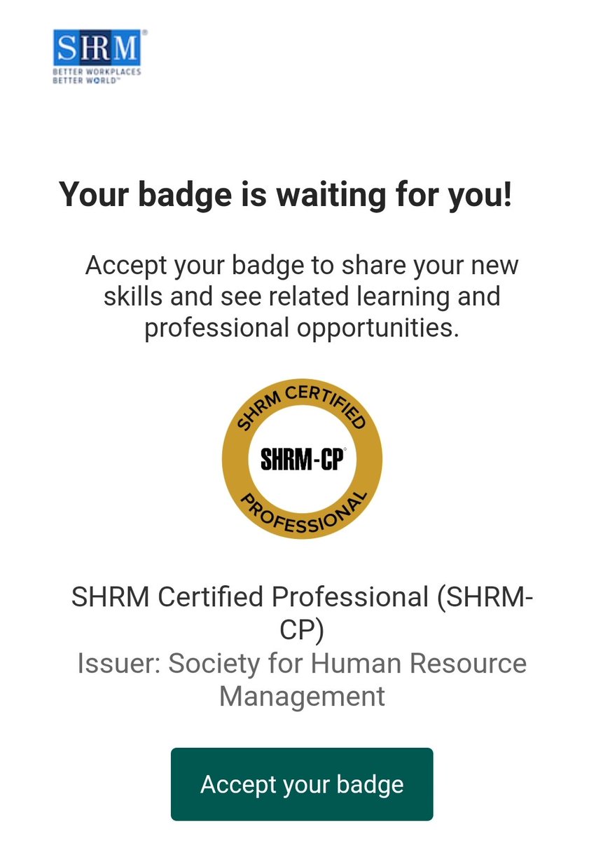 Woohoo! Recertification for another 3 yrs with. #shrm