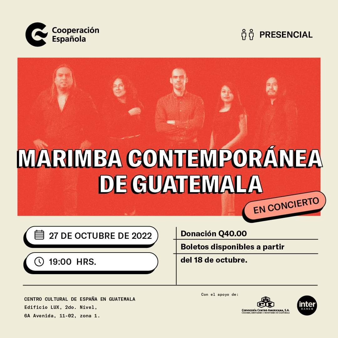 barrancopolis1's tweet photo. ¡Vayan preparándose! 👀

Marimba Contemporánea de GT
27 de octubre
19:00 horas 
Antiguo Cine Lux (sexta avenida, zona 1)
"Donación" Q.40.00

#Guatemala #Barrancópolis https://t.co/bX5rzpz6lT