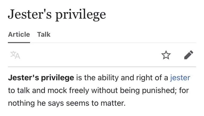 I'm giving Ben the jesters privilege 