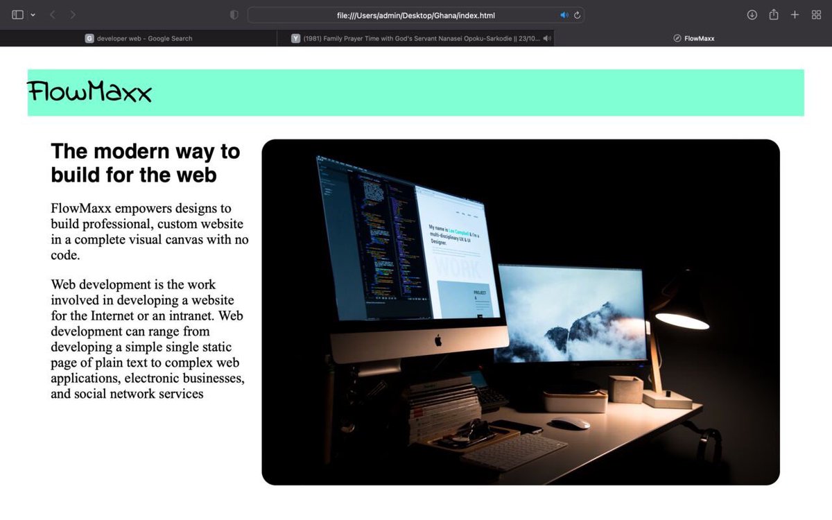 duedumaxx's tweet image. Day 01 of #100daysofcodechallenge. This HTML and CSS code took me hours of questioning myself whether the #softwareengineering  industry is meant for me, but hey, look, we made it. It’s still a work in progress.
#CodetrainChallenge #99daysToGo.