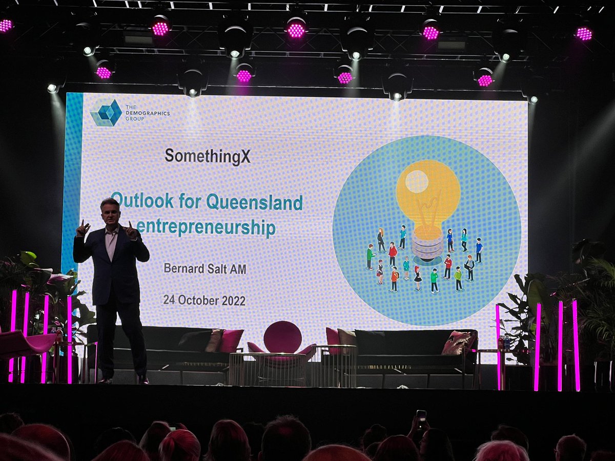 #SomethingX has kicked off in #Brisbane with brilliant insights from <a href="/BernardSalt/">Bernard Salt AM</a> 
#somethingfest #innovation #entrepreneurship @OQCE_