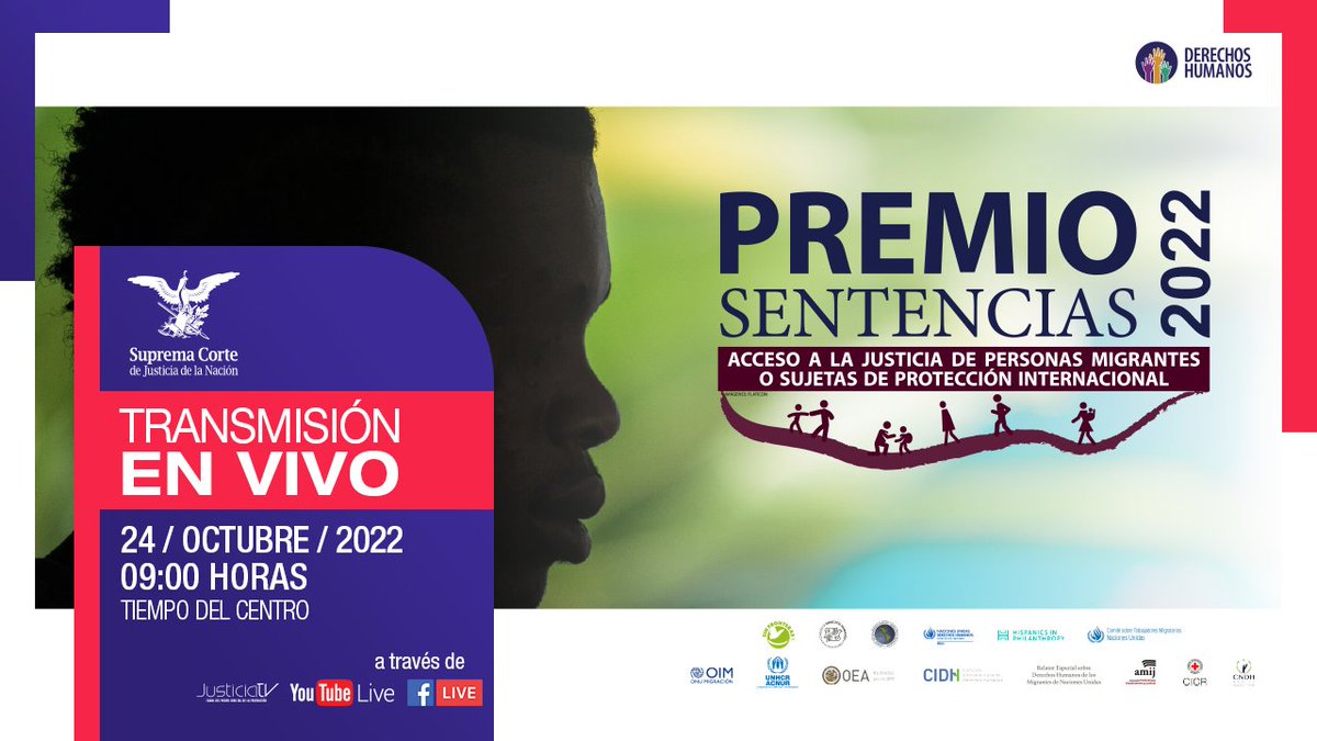 En punto de las 9:00 hrs Premio sentencias 2022: Acceso a la justicia de personas migrantes o sujetas de protección internacional. Mensaje de bienvenida a cargo del Ministro Presidente @ArturoZaldivarL ¡Acompáñanos! 🔴 Síguelo en vivo bit.ly/3MYeNbC