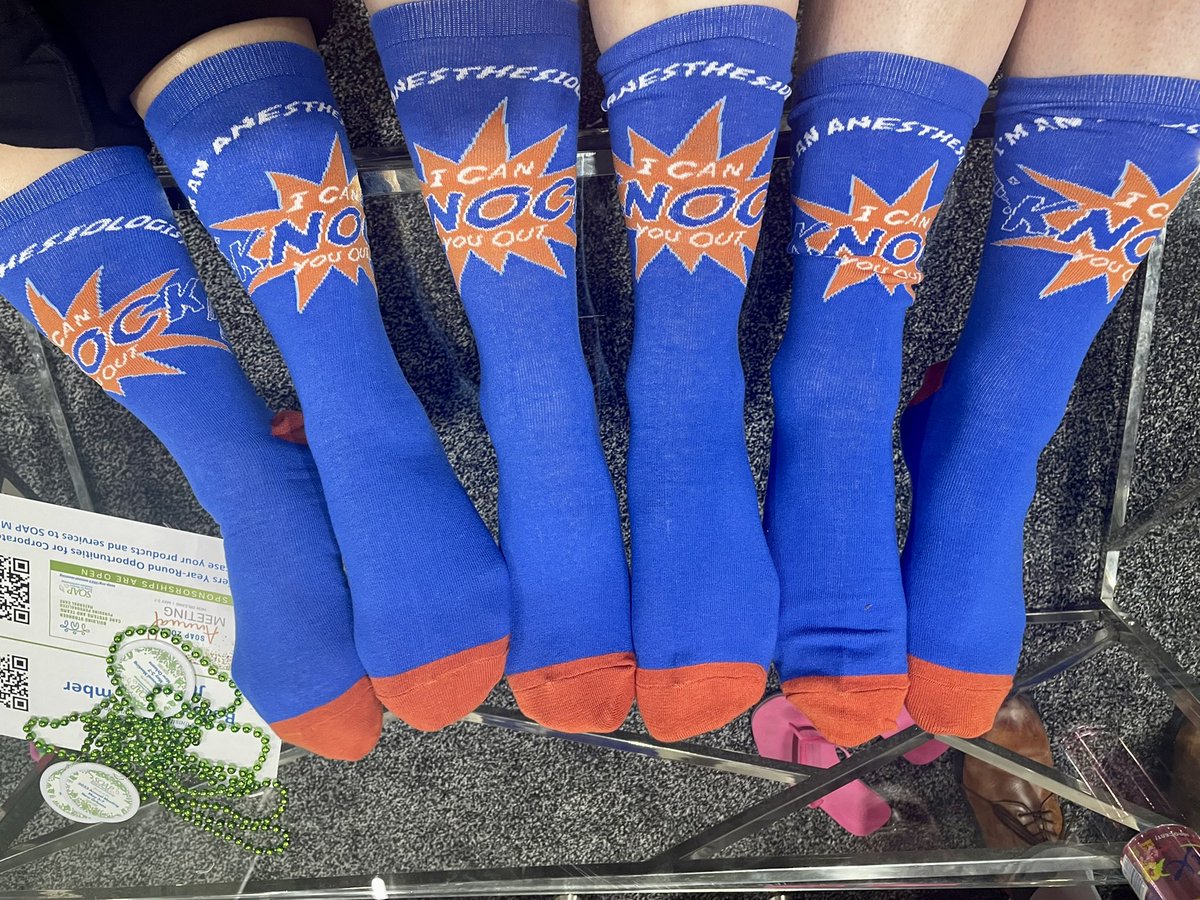 emilysharpe's tweet photo. 💥 We’ve got the sock contest in the bag!! 💥 

@MonicaHarbellMD @ebmalinzakMD and I all chose the same pair of @AbaPhysicians socks! 🧦 

#ANES22 
Bring your sock game @EMARIANOMD @nelkassabany @NarouzeMD @Ron_George @dremilym https://t.co/ckx4YLqnHH