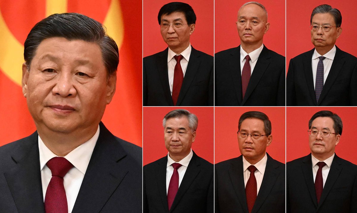 antd's tweet photo. Xi Jinping’s new politburo standing committee genuinely groundbreaking in its tolerance for gray hair. Previously a lustrous head of dyed black hair was de rigeur. https://t.co/GEgrWdA87H