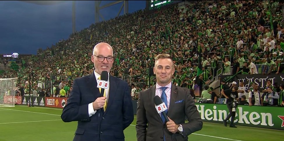 A great scene in Austin at @Q2Stadium for #MLSCupPlayoffs - #Verde vs #DTID now on ESPN. Winner of this showdown of Texas clubs advances to the conference championship. @JonChampionJC @TaylorTwellman and reporter @JillianSakovits have the call. #ATX