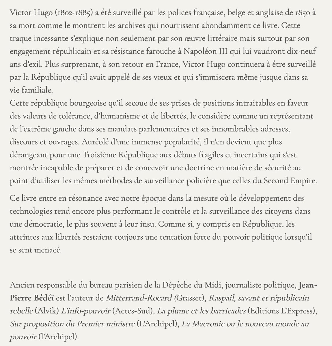 Jean-Pierre Bédéï - « Il faut arrêter Hugo à tout prix » - La surveillance policière de l’opposition à paraître en novembre aux éditions du Bord de l'eau