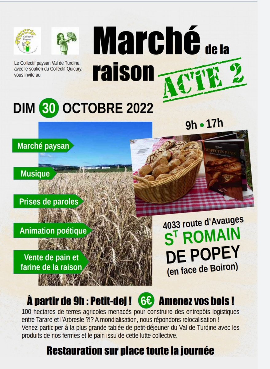 CQuicury's tweet photo. Dimanche prochain on remet le couvert.
On se donne rendez- vous pour la 2ème édition du Marché de la raison.
L'an dernier, 800 personnes avaient fait le déplacement pour affirmer leur soutien à l'artisanat et l'agriculture locale. https://t.co/RyuF80bdbC