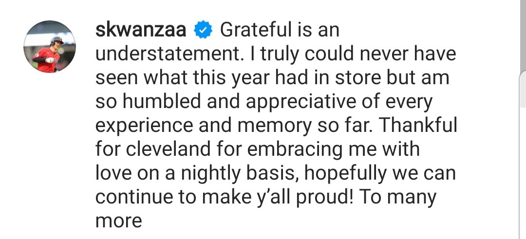 #Guardians OF Steven Kwan posted a message to fans on his Instagram account today.

#ForTheLand