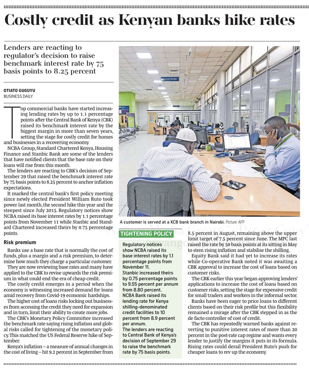 Africa Updates on Twitter "RT MwangoCapital Interest rates on bank