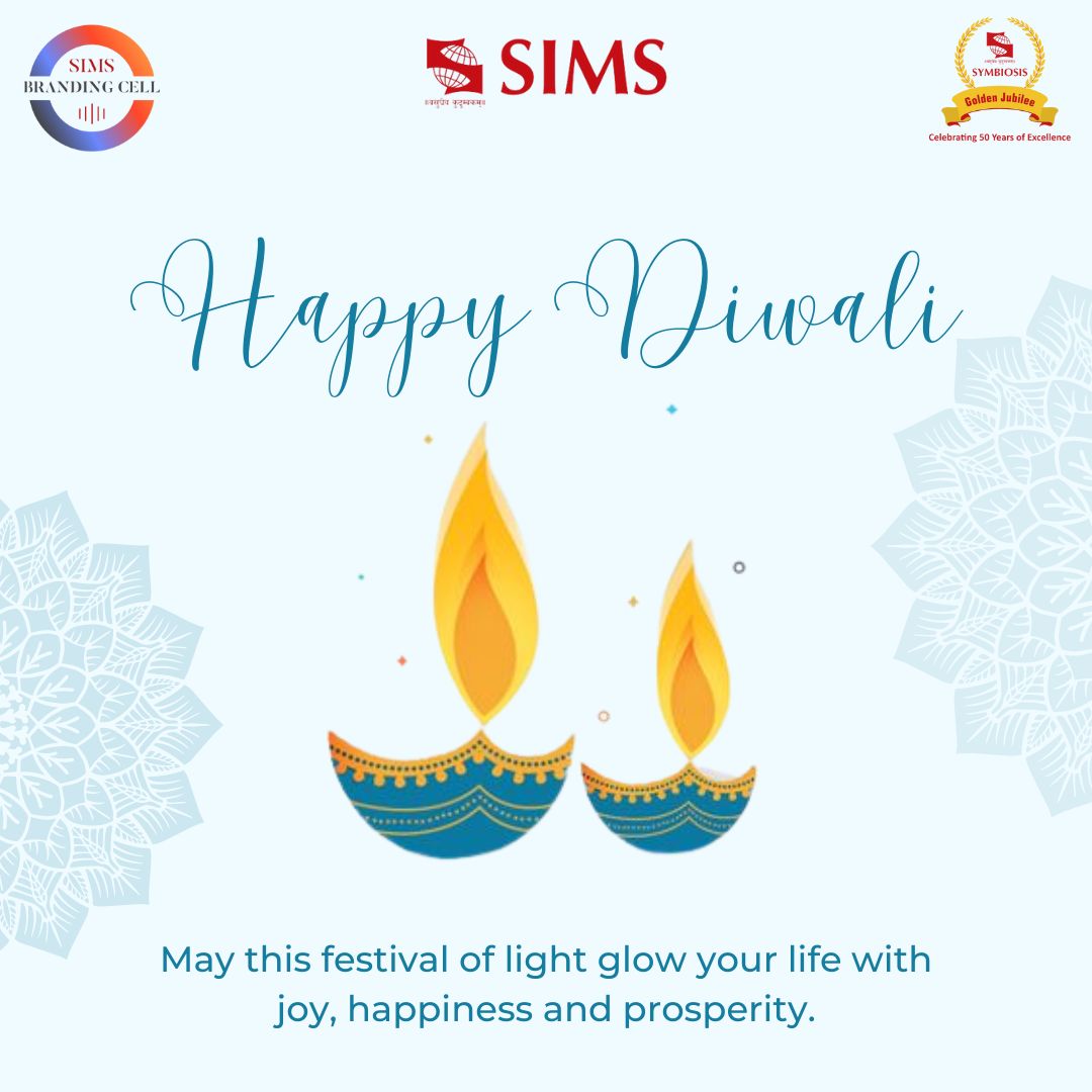 PuneSIMS's tweet photo. May this auspicious festival of lights enlighten and enrich our lives with opulence, euphoria and prosperity. 

SIMS, PUNE extends warm wishes of a very happy and prosperous Diwali to you and your family.

#sims #simspune #simswayoflife #siu 
@director_sims @symbiosistweets https://t.co/M4cOug0RWH