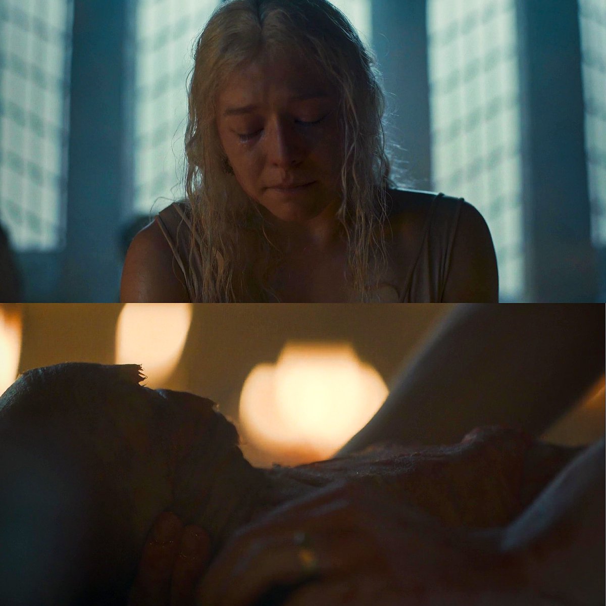 HOTDfr's tweet photo. Certainement l'une des scènes les plus poignantes de la saison. Le talent d'Emma D'Arcy est au-delà du réel...😢 

 #HouseoftheDragon https://t.co/KEu4FgFZWd