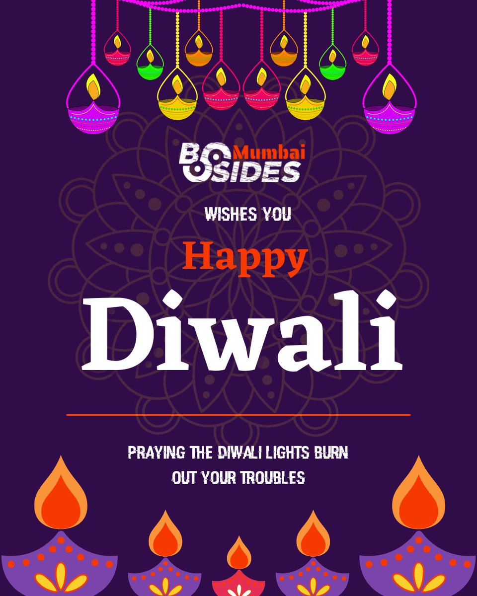 BSidesMumbai's tweet image. Happy Diwali Everyone 🪔.
May your Diwali be filled with joy and light.🥳