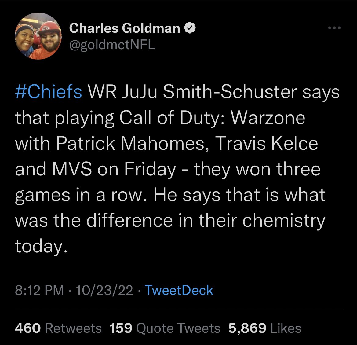ModernWarzone's tweet photo. Warzone helping NFL players build chemistry and win games is something I did not have on my bingo card. https://t.co/G2Ah68T6bW