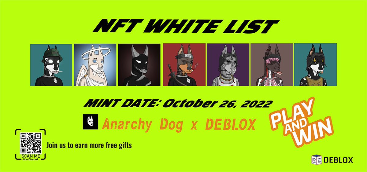 New WL opportunity for Anarchy Dog collection (15 WL SPOTS GIVEAWAY) 🐶
Anarchy Dog is a dog collection of NFT on the blockchain Solana.
🎁 15 X WL
-Follow <a href="/Debloxio/">Deblox.io</a> &amp; @dog_anarchy
-Tag 3fens
-♥️ &amp; RT
-Join DC for a lucky draw (discord.com/invite/kvN6pYP…)
⏲️9hr
#Deblox #GiveawayNFT
