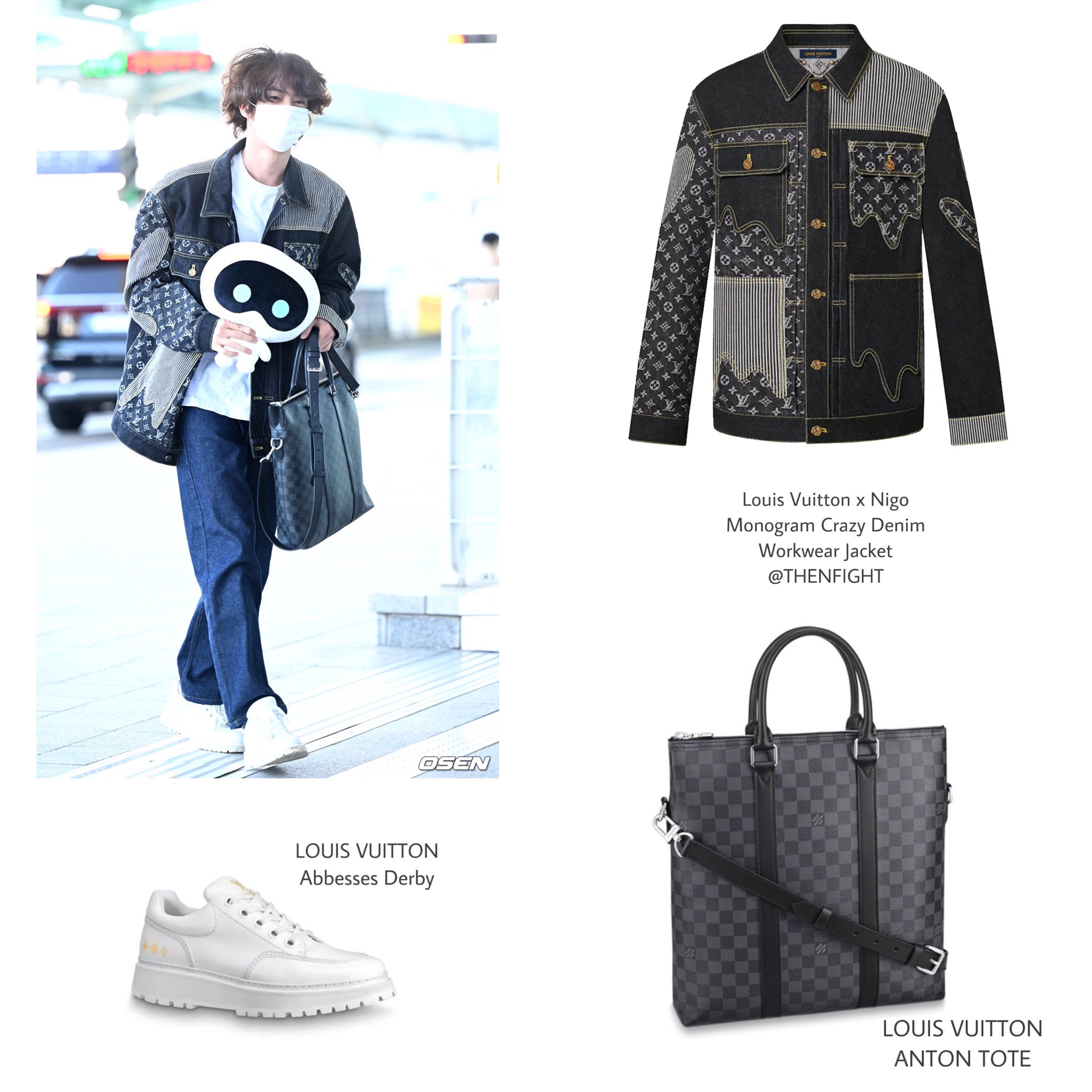 Jin BTS Louis Vuitton x Nigo Monogram Denim Workwear Jacket