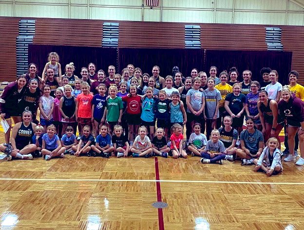CobberWbb's tweet image. Fun Afternoon in the Gym with Lace ‘em Up With the Cobbers!  Skills, Games Leadership Talks and Treats With a Great Group!  Thank You to All That Came!!   #RoundBallFun #MadeForIt