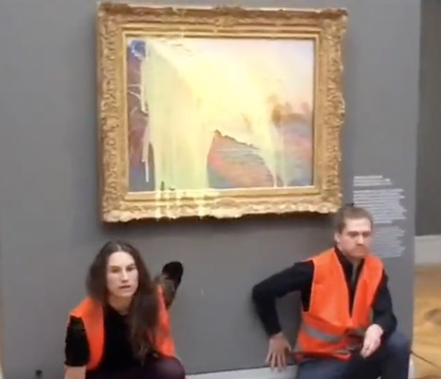 LarkDavis's tweet photo. WTF? Why do climate activists keep throwing food on paintings? https://t.co/vZPvlN14ch