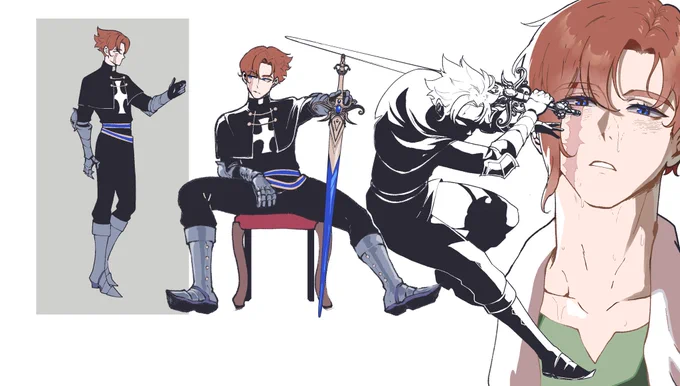 [oc] Finalizing Sword Saint Mikhail's design (he hates the title but Almonde made him keep it since it was from the church-) 