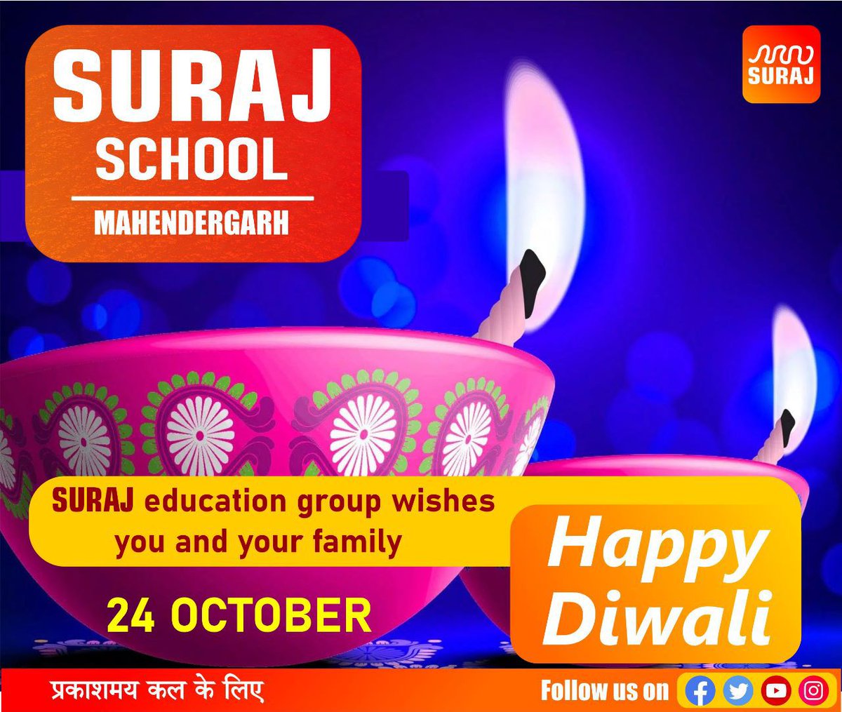 SMahendragarh's tweet photo. Suraj Education Group wishes all the stakeholders a very Happy and Prosperous Diwali . Best wishes to all .      
Regards Sandeep Prasad https://t.co/1SVDSoQcYw