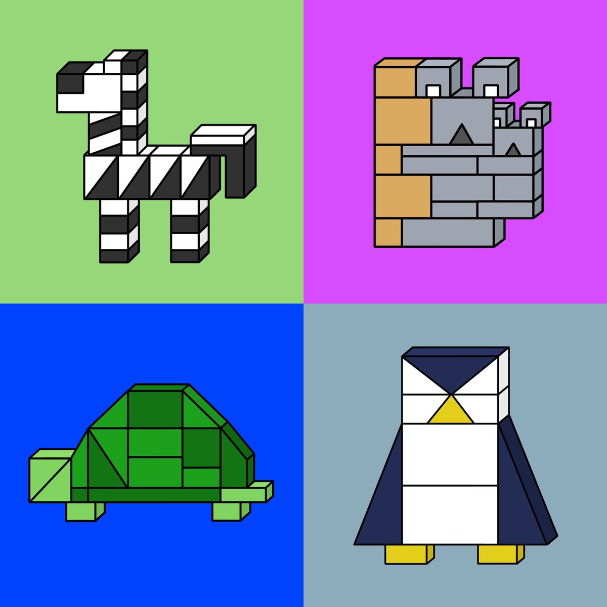 僕のもう一つのコレクション
〝BLOCK ANIMAL〟
積み木を用いる事でピクセルやボクセルとはまた変わった可愛らしさを表現する事が出来ます🧱
各0.01（黒）

チームで取り組んでいます！Twitterの方は僕じゃ無い方に任せてあり、とても面白い方なので是非絡んでください！
→@creator_blocks