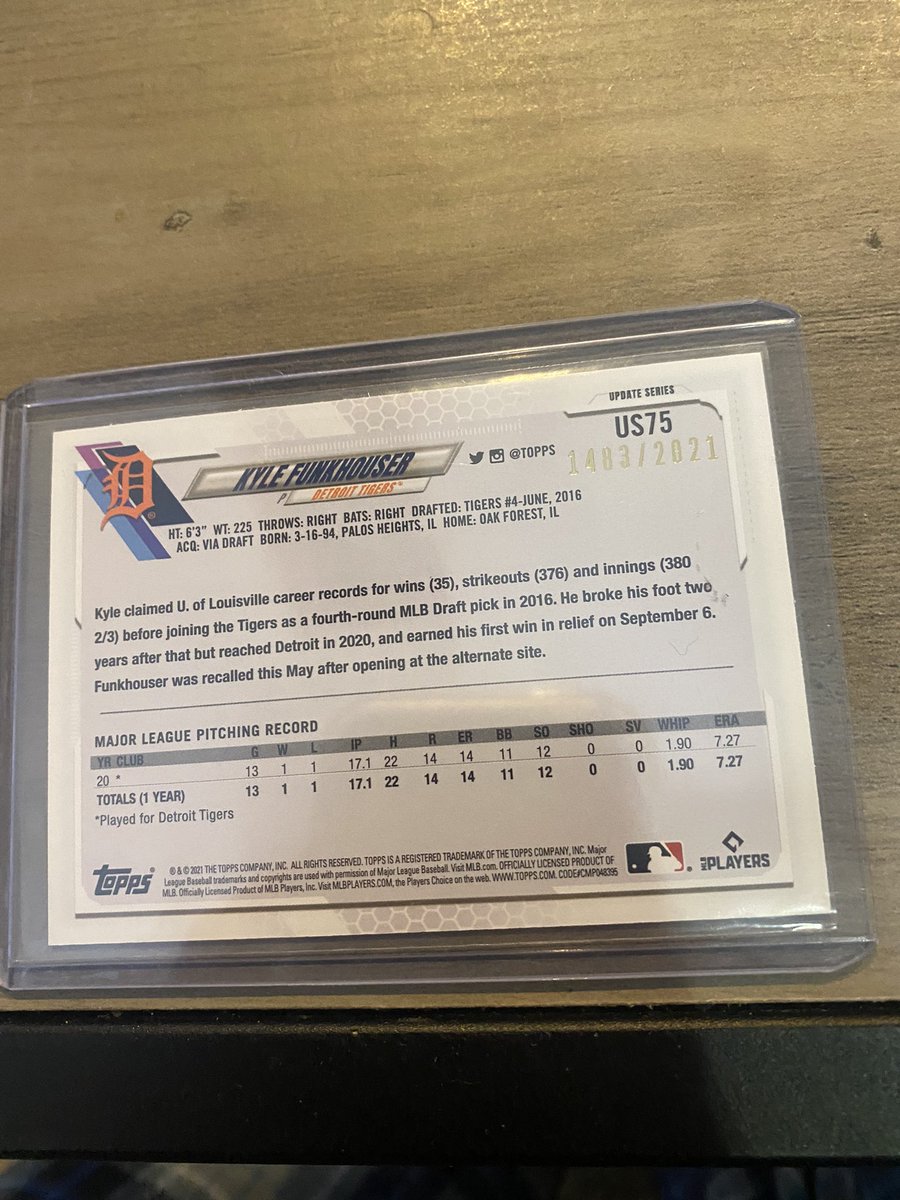 STICSPECULATION's tweet photo. Kyle Funkhouser rookie numbered to 2021, 2 dollars pwe 🔥 https://t.co/QrZhx2vPqK