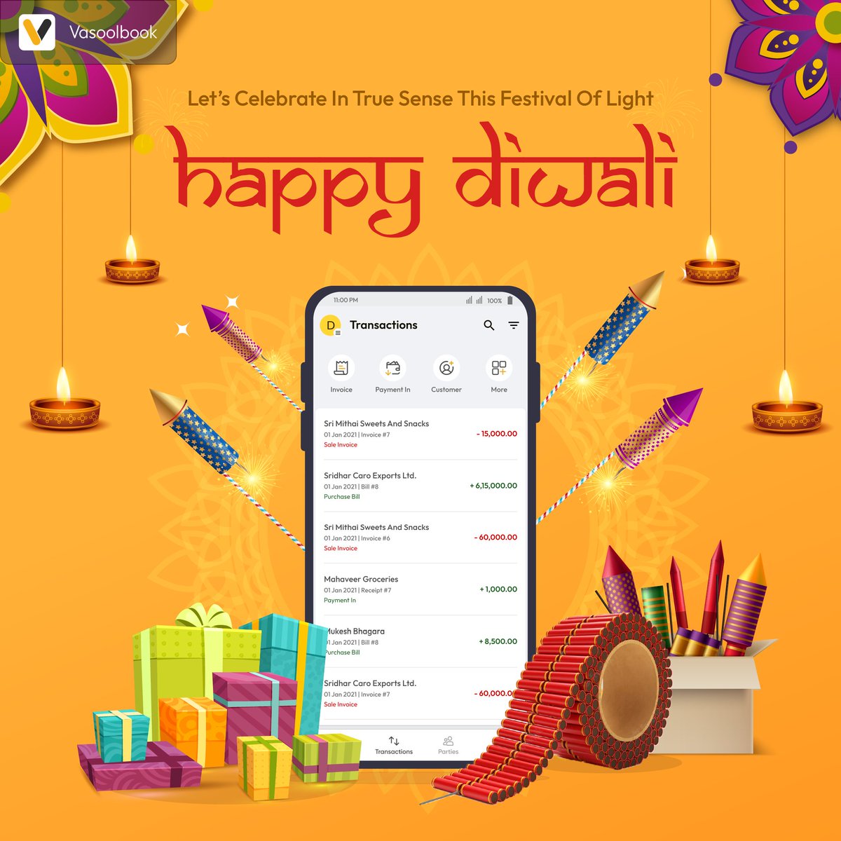 _vasoolbook's tweet photo. Vasoolbook wishes you The happy Diwali

#Invoice #business #accountingsoftware #securecloud #billingsoftware #digitalmarketing #Purchasebills #VasoolBook #TrackBills #PointOfSale #DigitalIndia #TrustedApplication #HighlySecured #MultipleUser #OnlineBusiness #Retail #wholesalers https://t.co/Nk7ZTz5aqn