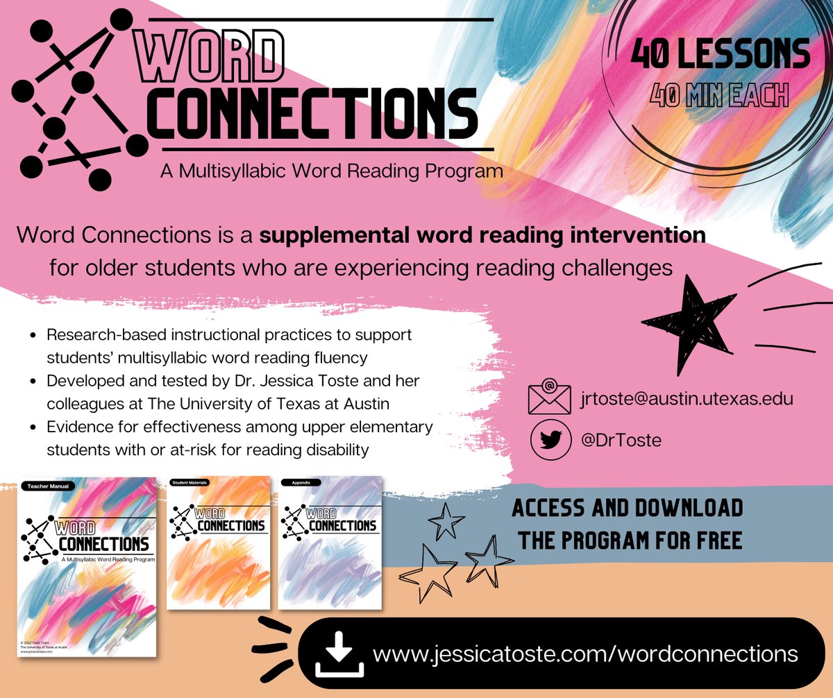 ✨ WORD CONNECTIONS ✨ We are thrilled to share our research-based reading intervention program! This 40-lesson program has been redesigned and packaged for ease of implementation. Teacher manual and all program materials are available for download now! 🆓 jessicatoste.com/wordconnections