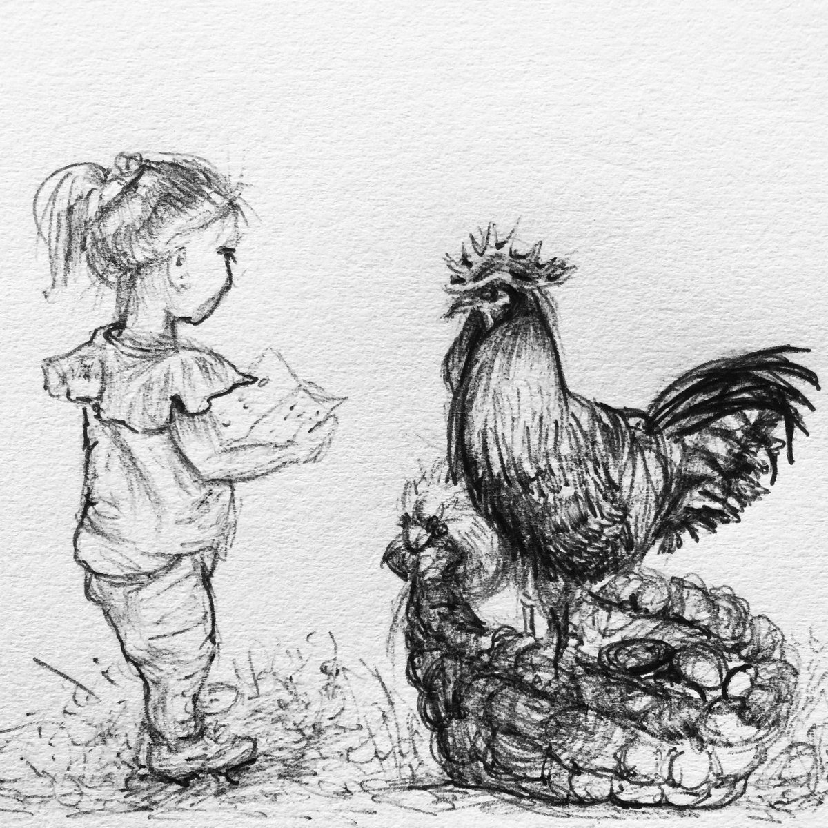FKV2013's tweet photo. Reading the book about chicken to the rooster! #Inktober2022 #inktober #inktoberday22 FKVasilakis https://t.co/wCCGa4bVJY