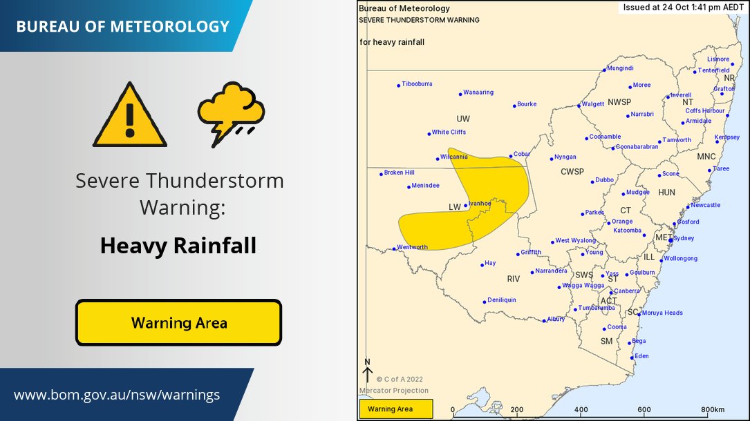 ⚠️ Severe thunderstorm warning has been issued across inland #NSW. Heavy rainfall with thunderstorms may lead to flash flooding. Monitor for further warnings this afternoon and evening at bom.gov.au/products/IDN21…