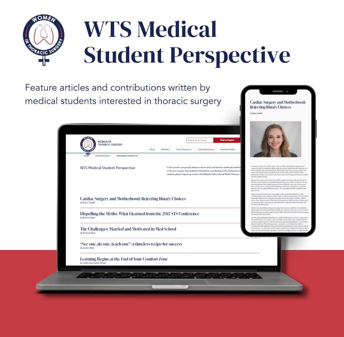 #WTS is proud to feature articles from #MedStudents interested in #CTSurgery. To read these women’s perspectives, visit: wtsnet.org/trainee-resour… For any students interested in contributing, email Dr. Mara Antonoff at maraantonoff@me.com. #WomenInMedicine #ILookLikeASurgeon