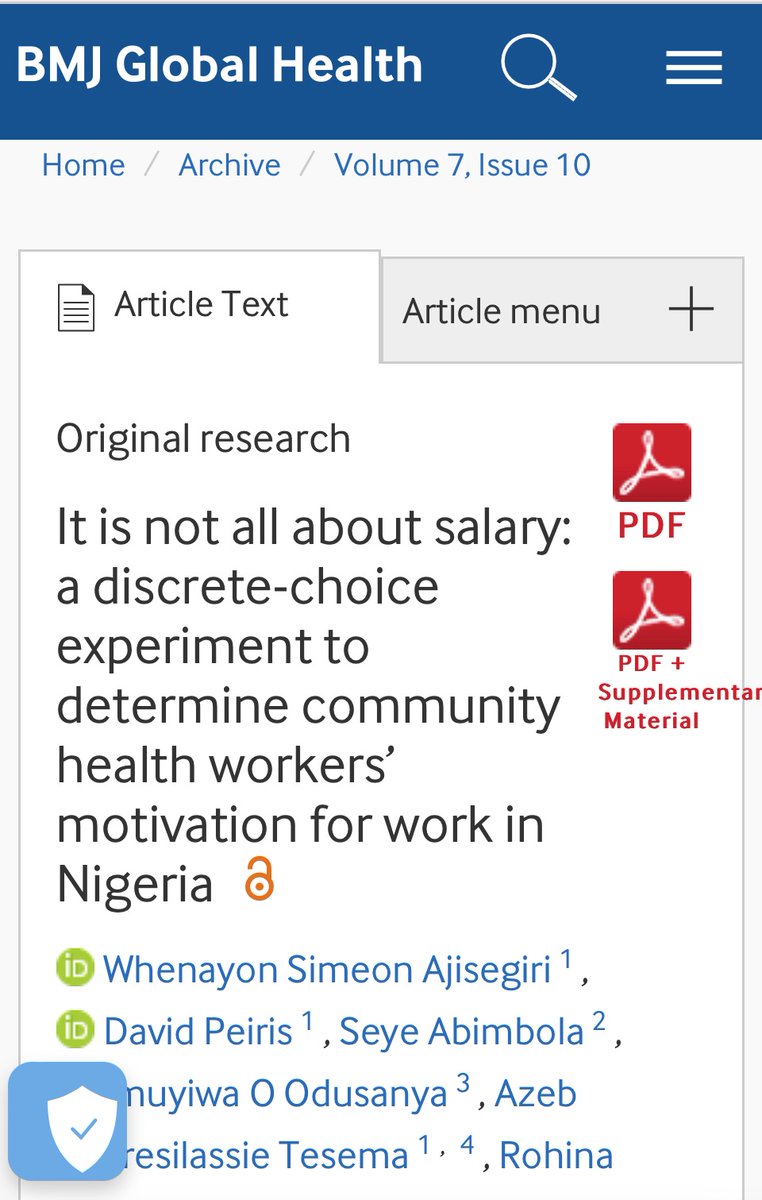DrMBallard's tweet photo. “It is not all about salary!” 

As if—in a world where *85%* of African CHWs are unsalaried—we have thus far put an undue emphasis on pay..?!

Great article, strange title @GlobalHealthBMJ 😜

#PayCHWs #CHWsWork
https://t.co/gqLr3RBIUR https://t.co/XghTCV7ya3