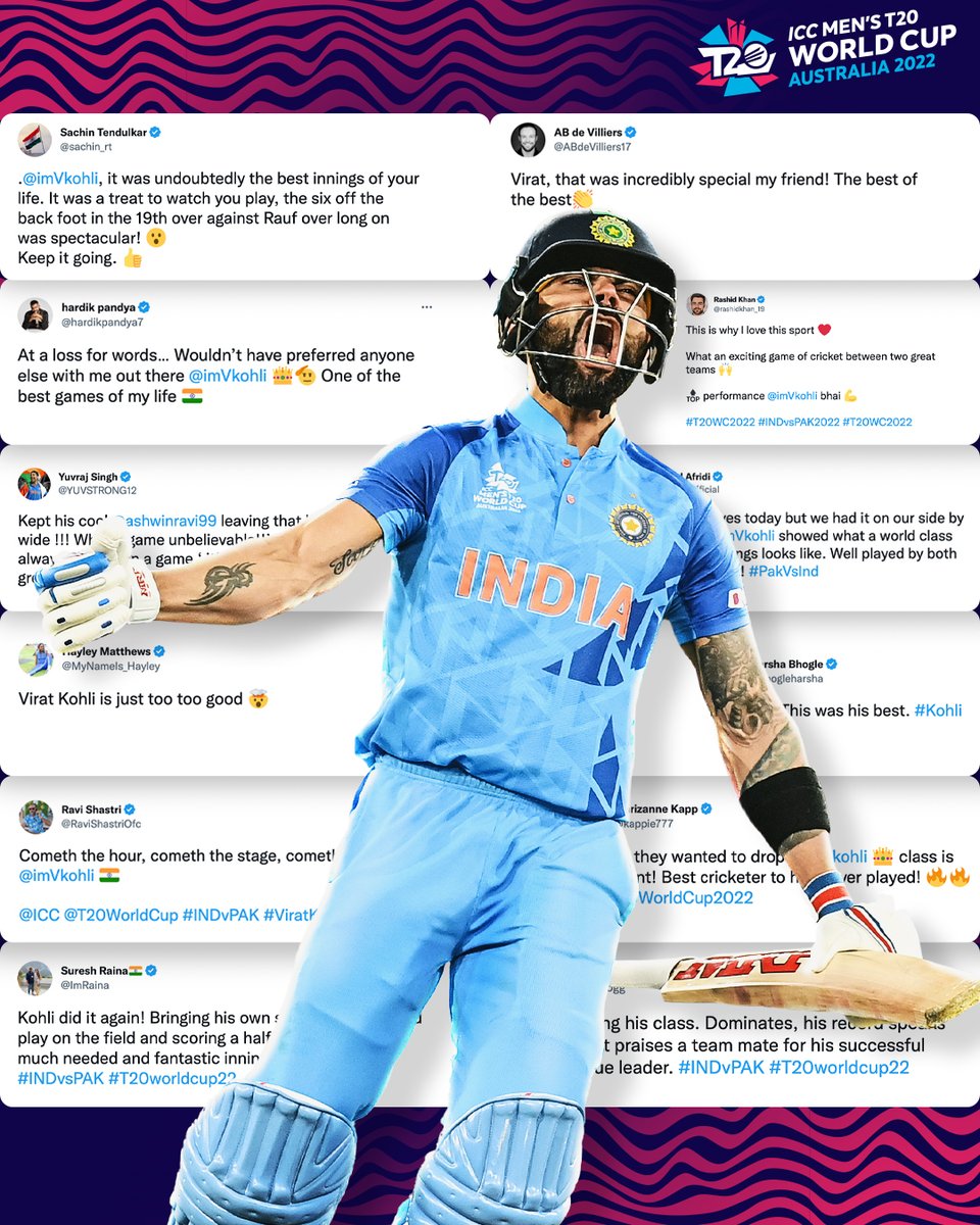 The world reacts to Virat Kohli's brilliance 🙌

More ➡️ bit.ly/3eZjntI 

#T20WorldCup | #INDvPAK